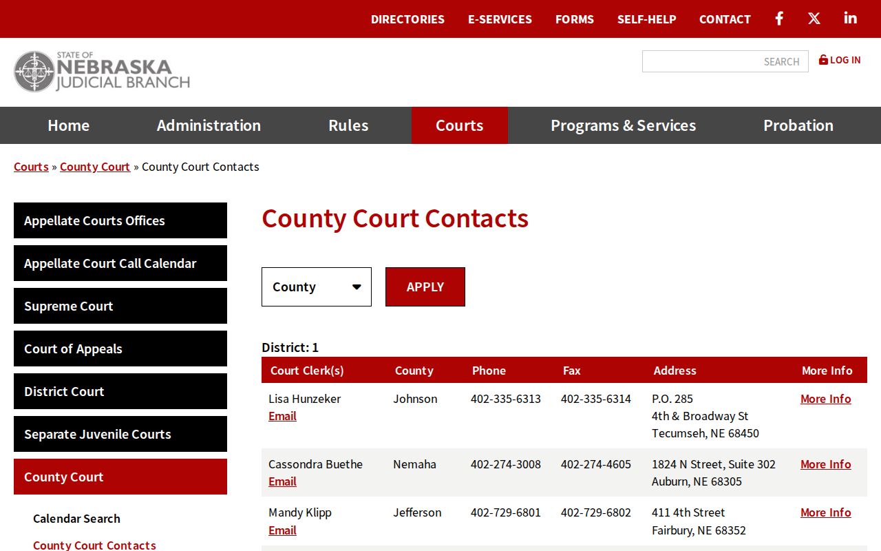 Official Custer County Court contact record serving Broken Bow criminal cases