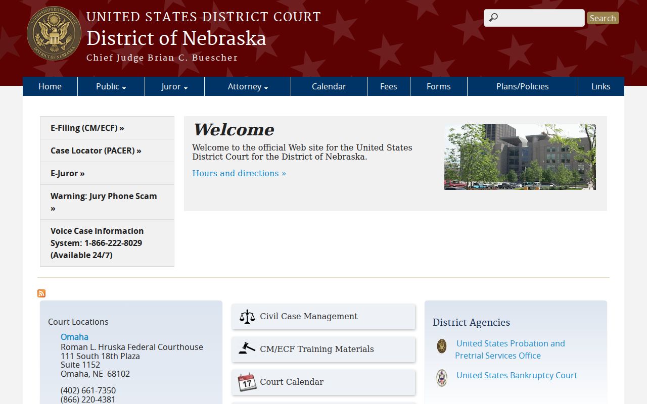 Nebraska District Court contact information for Broken Bow felony criminal records