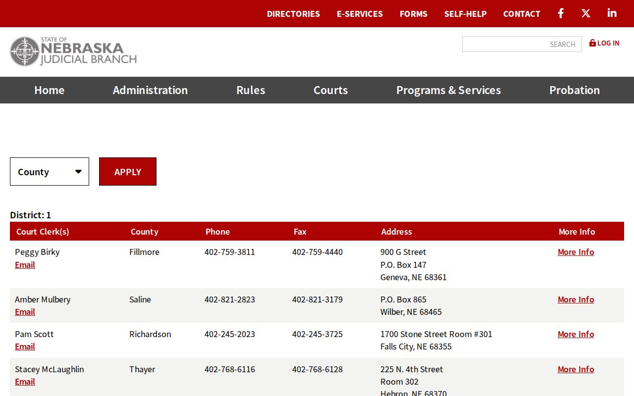 Official Custer District Court contact record for Callaway felony criminal cases