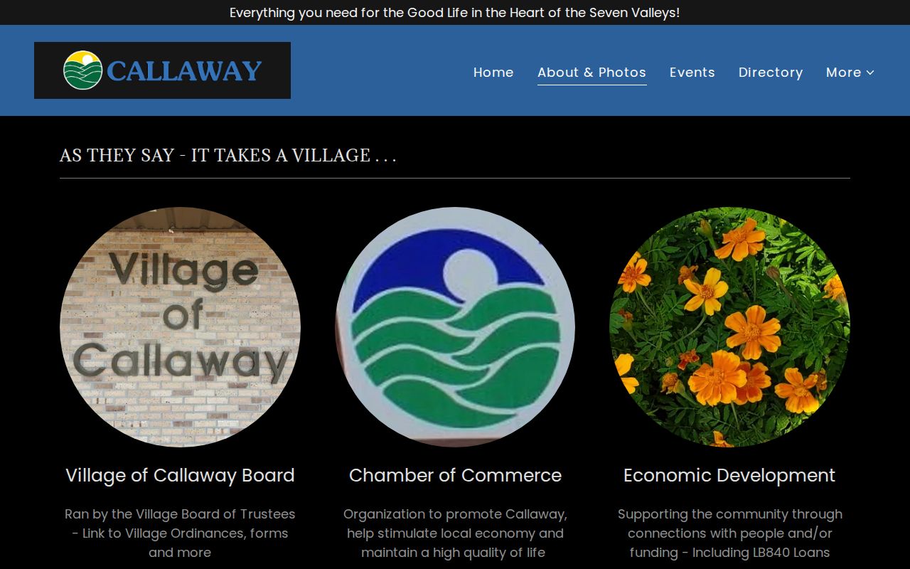 Official Callaway Village Hall contact page for local record routing